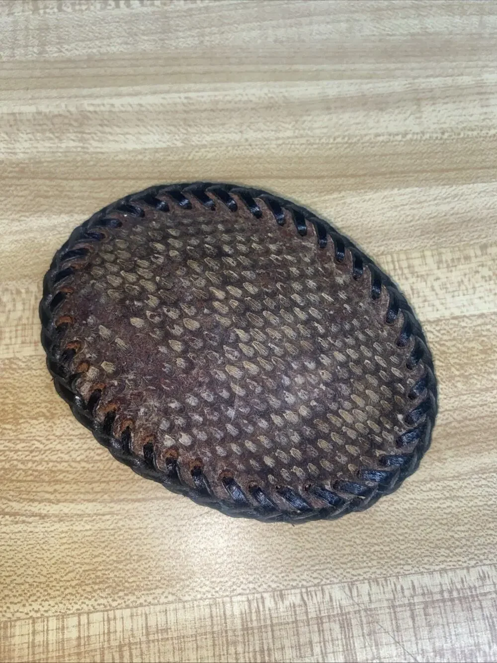 Snakeskin Belt Buckle Cowboy Reptile Oval 4” X 3” Handmade